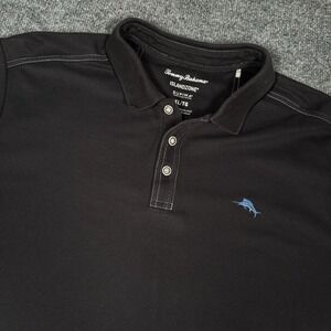 Tommy Bahama IslandZone Supima Cotton Polo Shirt Mens XL Black Performance Golf